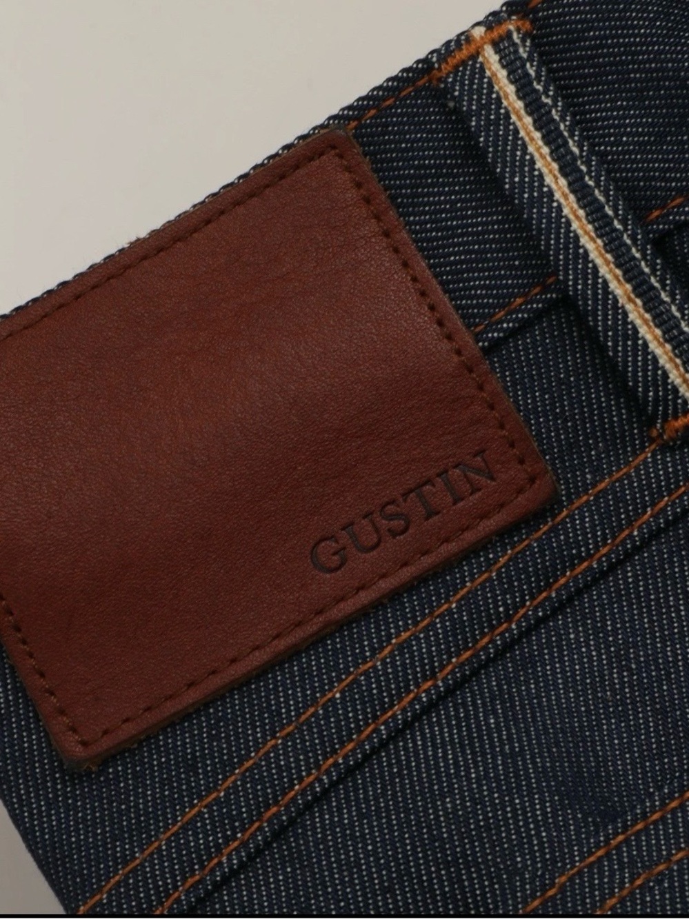 LNWOT Gustin Made USA #535 California Slim Fit Raw Indigo Selvedge Jeans 34 #1 - Picture 5 of 9